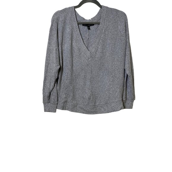 White House Black Market Sweaters - White House Black Market Sweater Womens M Gray Pullover Ribbed V Neck Casual